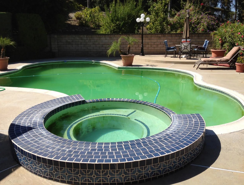 Before-Spa and pool finish and coping upgrade